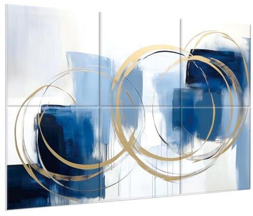 Kunst-Akustik-Paneele, 6 Pack selbstklebende große Wandmalereien für Wanddekoration, schallabsorbierende Paneele für Aufnahmestudio, Wohnzimmer und Schlafzimmer, 180x120cm(GoldDualKreis)
