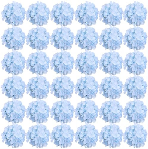 FagusHome 35 Pz Teste Fiore di Ortensia 18CM Artificiale Fiori Artificiali con Steli Fiori di ortensie fintiper la Decorazione (Azzurro)