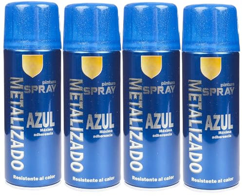 various-Pintura Spray Metalizado Azul Brillo Multicolor Profesional 400ml Adecuado Metal Madera y Plástico Pack de 4 unidad