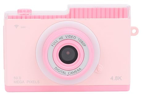 Appareil Photo Numérique, Appareil Photo HD 1080P 48MP avec écran IPS 2,4 Pouces, Zoom 8X, 3 Lumières D'appoint, Fonction de Lecture Externe MP3, Jeux Multiples pour Enfants (Pink)