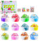 Aischens 12 Pièces Fluffy Butter Slime, 50ML Kit de Slime au Beurre pour Enfants, Jouets DIY Slime Super Doux et Non Collant, Décorations de Glaces avec Bonbons et Fruits, Cadeaux d’Anniversaire