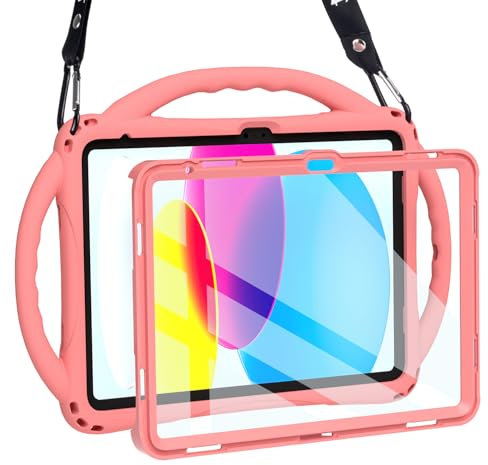 TOPESCT Funda infantil para iPad A16 de 11ª/10ª generación (2025/2022) de 11 pulgadas/11.9 pulgadas, hecha de silicona apta para niños, con protector de pantalla integrado, funda con mango a prueba de