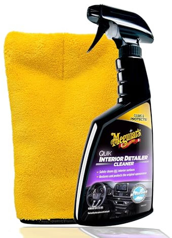 Auto Innenraum Reinigungsset | Meguiar's Quik Interior Detailer Innenraumreiniger + Detailing Handschuh | reinigt und schützt Kunststoff und Leder mit Frischeduft