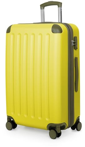 HAUPTSTADTKOFFER Spree - Mittelgroßer Hartschalenkoffer, TSA, 4 Rollen, Koffer, Trolley, Rollkoffer, Reisekoffer, Volumenerweiterung, 65 cm, 74 Liter, Lemon