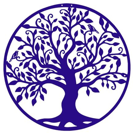 Adesivo da parete con albero genealogico, albero della vita, cartello con albero genealogico, adesivo da parete per la casa, stanza, vinile, regalo-L-48x48cm-Dark Blue