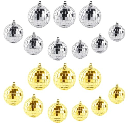 CLDURHGE Mini-Discokugel-Ornamente, Funkelnde Discokugel Dekoration - Set aus Mini-Spiegelkugeln in Silber und Gold, für brillantes Lichtspiel und Atmosphäre
