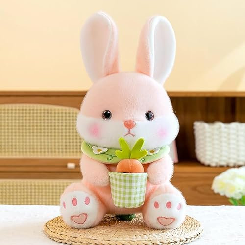 Shyllin Kuscheltier Hase, Kuscheltiere, Osterhase Plüschtier mit Karotte 23cm, Stofftier Bunny Hasen, Stofftier Plushie Hase, Geschenk Kinder Spielzeug Mädchen Jungen Geburtstag Weihnachten Ostern-PK