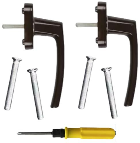 CNKHD Juego de 6 tiradores de aluminio para ventana, juego de 6 piezas de repuesto para cerradura de puerta de balcón, cerradura sin cilindro, para ventanas, puertas de patio y puertas de balcón (2