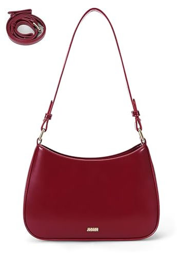 Handtasche Damen Klein, Umhängetasche Aus PU Leder, Retro Y2K Hobo Schultertasche, Modische Handtasche Mit Schultergurt Für Alltag, Ausgehen, Party (Rot)