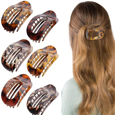 4 pinzas para el pelo para mujer, pinzas planas para el pelo Dunn, fuerte sujeción lateral, color marrón