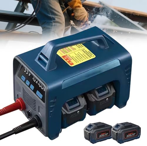 ZyKnaurral Cordless Welder with 2/4 Batteries,Battery-Powered Stick/Flux Core Welder,MMA ARC DC Welding Machine, Portable Welder Machine,with LED Display Hot Start Arc Force Anti-Stick 4Batteries