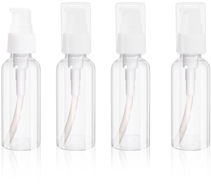 4 Pack Spray Bottle 1.69oz/50ml Mini Transparent Travel Pump Bottles Empty Plastic Pump Bottles Dispenser Portable Refillable Container Travel Foamer Bottle for Cleaning Cosmetics Packaging Shampoo