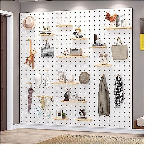 Panneau perforé mural pour une installation facile - 12 mm d'épaisseur - En bois - Polyvalent - Pour cuisine, garage et salle d'artisanat - Blanc - 60 x 120 cm