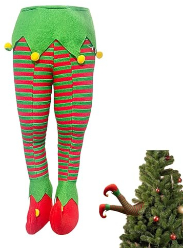 Xbemkste Christmas Elf Legs Decorations Elves Legs For Christmas Tree Animated Elf Kickers Xmas Holiday Indoor Outdoor Decor Party Ornaments and Decorations Winter Tree Topper (A)