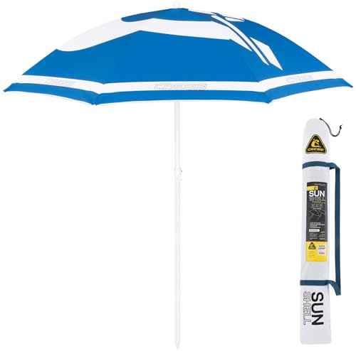 Cressi Sunshell Umbrella - Sombrilla Ligero y Portátil para Exteriores, Protege del Sol y Inclemencias del Tiempo, Azul/Blanco/Negro, Ø 200cm, Unisex