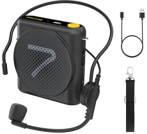 7RYMS WA1(SE) Portable Voice Amplifier for Teachers with Wired Microphone | 18W Output, USB-C Charging, 2000mAh Battery, 23 Hours Life, Power Amplifier for Classroom, Tour Guides, Coaches