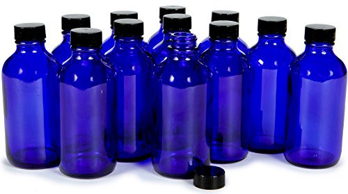 Vivaplex Lot de 12 bouteilles en verre avec couvercles Bleu cobalt 113,4 g