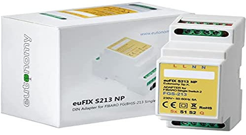 Eutonomy euFIX Adaptateur de Rail DIN pour FIBARO Single Switch, sans Boutons, S213NP