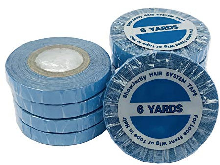 ShowJarlly Doppelseitiges Klebeband Tape Extensions klebeband, Für Perücke & Haarverlängerungen, 1 Rolle Blau, Packband mit Lace-Ansätzen Spitze Vorne Unterstützung Bandrolle 0.8cm * 6Yards