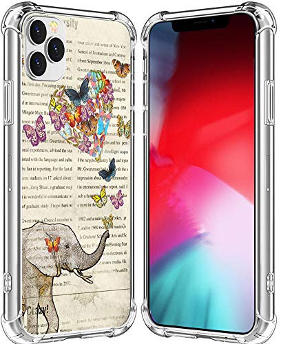 IWONE Case for iPhone 12 Pro Max Elephant Cute Rubber Protective Skin Transparent Cover Patterned Compatible for iPhone 12 Pro Max Vintage Funny Cute Elephant Design Pattern Animal