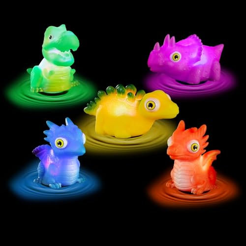Dinosaurier Schwimmendes Badewanne Spielzeug Duschspielzeug mit Licht Dinosaurier Modell Figur Badewannenspielzeug 5 STK Badespielzeug für Kinder