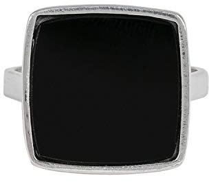 Charlotte Wooning Herren Ring Silber 925 - Siegelring mit Stein Onyx in Schwarz - Größe L/65 - M-ROs-L