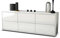Stil.Zeit TV Schrank Lowboard, Akamai, Korpus Weiss matt, Front Hochglanz Design Weiß, (135x49x35cm), Push to Open Technik & Leichtlaufschienen
