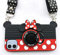Schutzhülle für iPhone 12mini, Minnie-Design, süßes 3D-Kamera-Design, weiche Silikon-Schutzhülle mit drehbarer Metallhalterung, Umhängeband, Geschenke für Mädchen und Damen, 13,7 cm (5,4 Zoll)