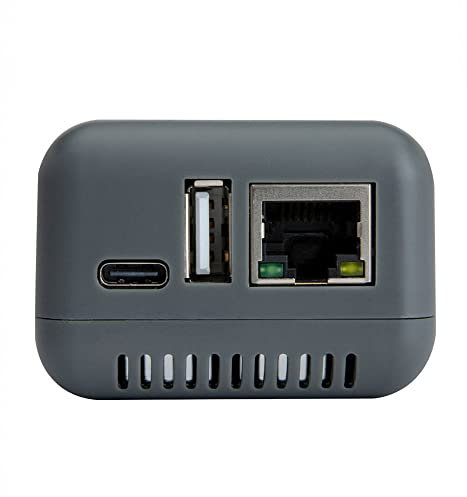 LOYALTY-SECU Network USB Print Server Adapter Supports 10/100Mbps Ethernet to USB 2.0 Printer LPR Windows 11 Printing (RJ45+Grigio)