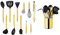 ECHTWERK Utensilios de cocina, juego de utensilios de cocina de 12 piezas, utensilios de cocina con mango de acero inoxidable, soporte para utensilios, silicona antiadherente, edición dorada