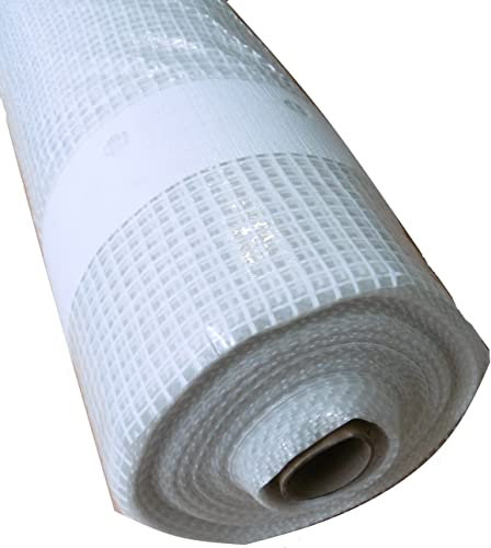 EXCOLO Gitterfolie 2,0m breit, 40m lang = 80m² in transparent weiß Abdeckung Notplane Notdach Wetterschutz Schutz für Brennholz, Sandkästen, Spielplätzen, Gartenmöbeln, Pflanzen etc. (40m lang)