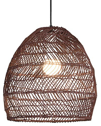 ECOJEN Lampada A Sospensione Rattan Lampadario A Sospensione Bamboo Tessuto Fatto A Mano Boho Cesto Di Vimini Paralume, Apparecchio Di Illuminazione A Soffitto Per Soggiorno Camera Da Letto Cucina