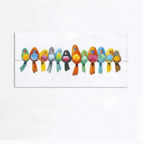 UEHVVF Vögel Leinwand Gemälde Buntes Bild Draht Berg Der Vögel Poster Anfräßet Home Schlafzimmer Wohnzimmer Bad Küche Gedruckt Tiere Wanddekoration (30 * 40CM,farbig)
