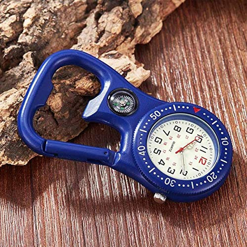 ROLTIN Clip-on Karabiner Taschenuhr Herren Kompass Flaschenöffner für Doctor Luminous Outdoor Sport Klettern Uhren