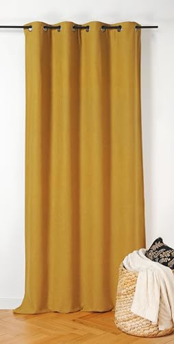 Linder Inuit Thermo- und Verdunkelungsvorhang, Senfgelb, mit Ösen, 140 x 260 cm