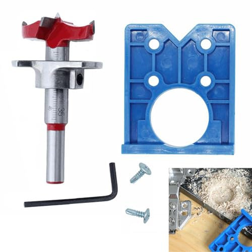 Guide de perçage à charnière de 35 mm pour porte - Trou caché - Kit d'outils de positionnement pour le travail du bois - Outils de bricolage - Armoire de cuisine, armoire, fenêtre, meubles en bois