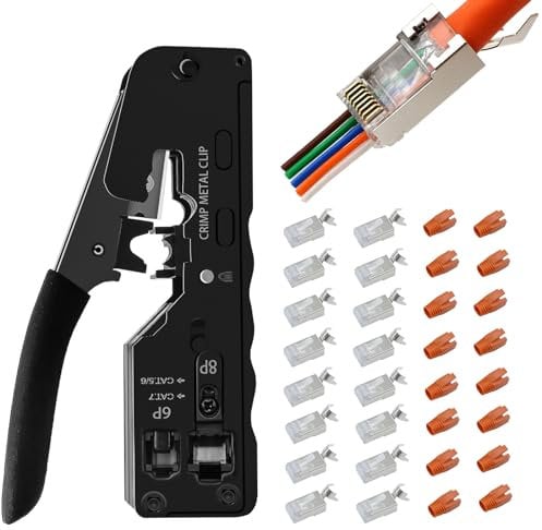 YALYAYA Rj45 Crimpzange Set Netzwerk Werkzeug set für Netzwerkstecker CAT5/CAT6/CAT7 lan Stecker Pass Through Crimpwerkzeug 6P 8P Telefonestecke