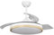 Ventilador de techo pequeño blanco madera aspas retractiles | Lampara ventilador techo palas plegables silencioso con luz Wood S