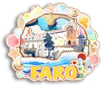 Quwsne Kühlschrankmagnet Faro Portugal Kühlschrankmagnet Stadt Reise Souvenirs Touristengeschenke 3D klassische Sehenswürdigkeiten handgefertigt Handwerk Heimdekoration – 1579