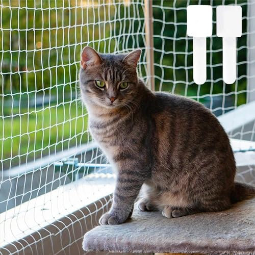 Filet de protection pour chat - Sans perçage - 5 x 5 m - Transparent - Diamètre du trou : 2,5 cm - En nylon - Pour balcon et fenêtre - Avec bande Velcro autocollante