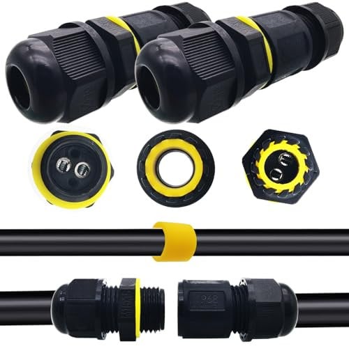 Connettore IP68, Dujelixa 2 pezzi Muffola Elettrica per Prolunga Cavo, Scatola Giunzione Cavi Elettric Impermeabile 2poli Giunzione Cavi Elettrici, morsetti elettrici esterno cavo applicabile Ø3mm-8mm