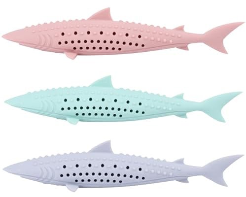 Pastoralist 3Pcs Cat Catnip Toothbrush Chew Toys Soft Silicone Simulation Whale Fish Shape Teeth Self Cleaning Toothbrush Interactive Toy for Cats Kitten for HOME