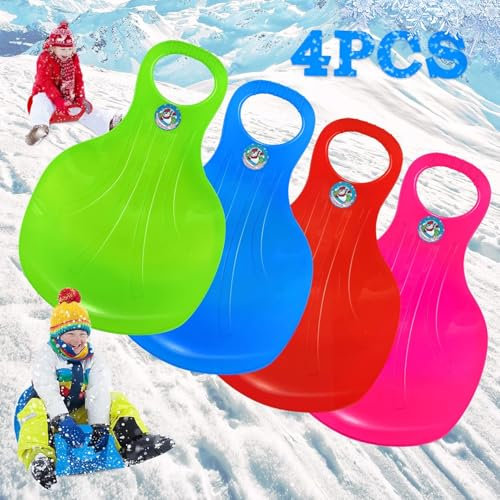 Popolic poporutscher Kinder, 4 x Snowboards, Plastik Skier, Plastik mit Schlitten, Schlitten für Kinder und Erwachsen e zum Skifahren im Freien im Winter Plastik Schlitten Fahrradreifen
