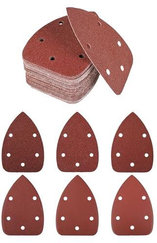 140x90mm Mouse Detail Sanding Sheets 40/80/120/180/240/400 Grit, 60Pcs Hook and Loop Sanderpaper for 140mm Detail Sander, Orbital Sander