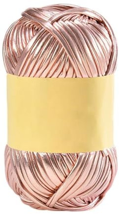 Filato metallico per magliette, filato lucido per magliette, filato per uncinetto, fai da te, borse, coperte, cuscini, progetti - oro rosa, 1 pezzo