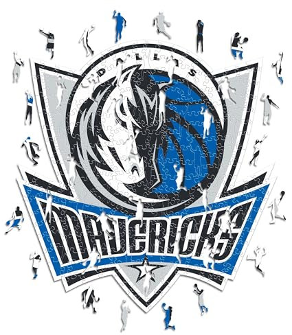 Iconic Puzzles - Dallas Mavericks, Logo, Holzpuzzle, offiziell lizenziert von der NBA, 100% nachhaltig, Größe L, 500 Teile