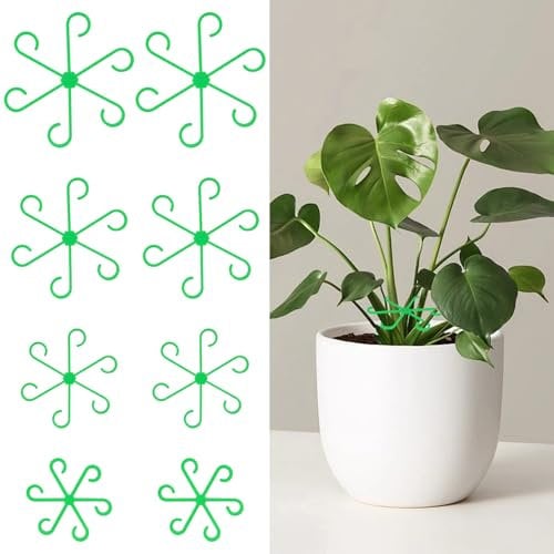 Adiwo 8PCS Plant Stem Support, Stem Holders for Plants, Climbing Houseplant Support Stakes, Plastic Climbing Plant Support Plant Trellis, Garden Fixing Clips for Monstera Hydrangea Orchid Green