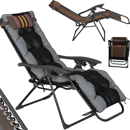 Cozykimo Relaxliege Garten, Liegestuhl Klappbar, Sonnenliege mit Verstellbarem Kopfpolster & RüCkenlehne, Gartenliege Faltbar, Gartenstuhl Schwerelosigkeit StüHle(Grey)