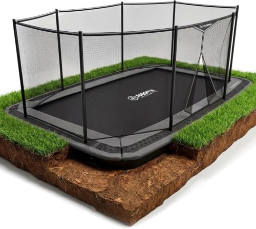 North Trampoline Bodentrampolin Rechteck 520 + Sicherheitsnetz, Abdeckplane