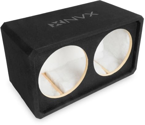 NVX NE122S Dual 12 Sealed Subwoofer Enclosure – 2.0 Cu Ft MDF Sub Box with Polyfil, Black Carpet, Spring Terminals